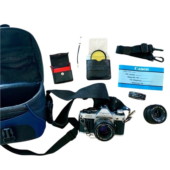 Vintage Canon AE-1 Program 35 MM Camera With Accessories